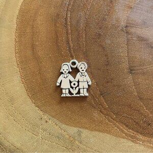 RETIRED James Avery "Love Is" Boy and Girl with Flower Charm, Sterling Silver